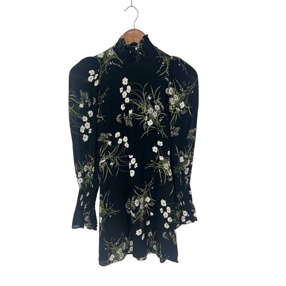 Reformation Archie Floral Print Mini Dress in Black - Picture 2 of 10